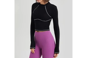 Women Zipper V-neck Four-Way Stretch Plus Size Breathable Quick-Dry Eco-Friendly Yoga Sports Half Sleeve Shirt Autumn Casual