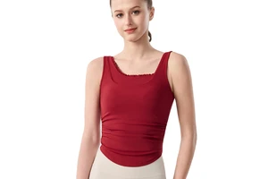 Women's Summer Yoga Sports Bra with Chest Pad Breathable Quick Dry Spandex/Nylon Fitness Top Skinny Fit Pleated Design