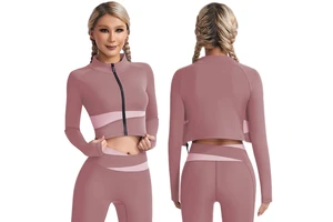 Lanyu Customizable Women Training Zipper Quick-drying Outwork Sports Wear Long Sleeve Jacket Tight Running Yoga Fitness Top