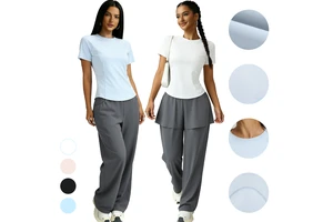 Women's Lightweight Summer Breathable Quick-Dry Yoga Fitness Sports T-Shirt Crew Neck Wrinkle-Resistant Short Sleeve Front Loose