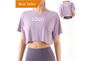 Women Quick Dry Lightweight Short Sleeve Modal Workout Casual Athletic T-shirt Crop Tops Gym Clothes Loose Fit Yoga Shirts