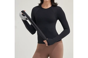 Women's Custom Long Sleeve Fitness Yoga Top Quick Dry Breathable Anti-Bacterial Sweat-Wicking Compression Scrub Neck T-Shirts