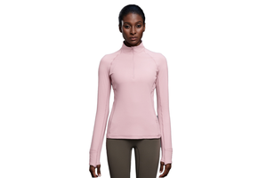 Wholesale Quick Dry Spandex/Nylon Breathable Half Zip Front Logo Gym Loose Fit Sport Jacket Long Sleeve Running Yoga Top Women