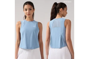 Aoyema Women's Sports Wear Vest Quick-Drying Breathable Sleeveless Yoga Tank Top Casual Neck Blouse Plus Size Mesh Short Sleeve