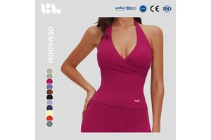 Cross-border V-neck Halter Neck Yoga tank Top Tight-fitting Spandex/Nylon Brushed Fabric Sweat-Wicking Beautiful Back Sports