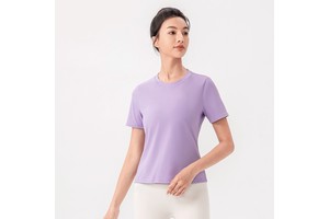 Women's Casual Short Sleeve Quick Drying Breathable Custom Logo Fitness Top Yoga Gym Workout Active Wear Cooling Feel