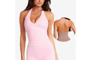 High Quality Women Halter Tank Top Fashion Solid Color Backless Sleeveless Vest V Neck Yoga Shirts