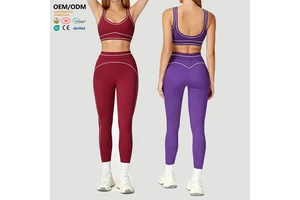 XW-AWX8003+ACK8003 Custom Activewear Manufacturers Comfortable Bra Yoga Sportswear Workout Leggings Women's Gym Clothing