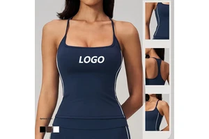 Oem Logo Custom Breathable Quick Dry Yoga and Fitness Top Contrast Slim Fit Sports tank Top with Removable Pads