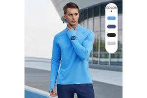 Half Zipper High Collar Workout Clothes Quick-drying Long Sleeve Outdoor Sports Training Running Cycling T Shirt