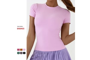 Women's High Elasticity Short Sleeve Fitness Cycling Running Yoga Tops Hot Sale Soft Tank Top Quick Dry & Breathable