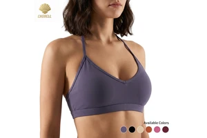 Removable Pads V Neck Halter Sports Bra Women Open Back Sweat Wicking Soft Touch Yoga Bra Private Label OEM Export Supplier