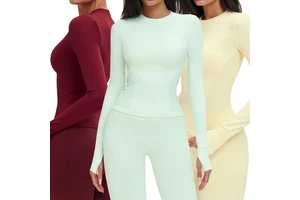 Seamless Spandex/Nylon Solid Yoga Long Sleeve High Neck Tight T-shirts Sports T-shirt for Women Outdoor Running Fitness Tops