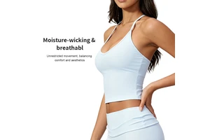 Women's Cutout Back Sports Top Breathable Lightweight Yoga Vest with Four-Way Stretch Medium Support Gym Apparel Low MOQ
