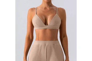 G TOP Naked Feel Crisscross Back Sports Bra, Quick Dry Push up Tight Yoga Tank Top for Women Running Fitness