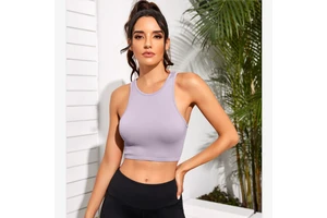 Women's Breathable Sleeveless Tank Top Loose Seamless Knitted Fitness Vest with Breast Pads for Yoga & Sports