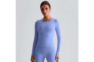 Women Slim Fit Elastic Slimming Activewear With 4-Way Stretch Deal Long Sleeve Sports Top for Running Training