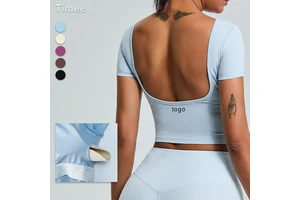 Tight yoga tops short-sleeved women's quick-drying fitness wear wearing a running back blazer T-shirt