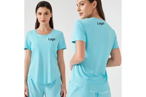 Custom Women's High Strength Loose Casual Summer Clothes Breathable Crew Neck Quick Dry Plain Gym Yoga Short Sleeve t Shirts
