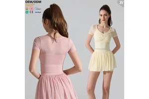 XW-YD499 New Arrivals Activewear Fashion Mesh Short Sleeve Yoga Apparel Workout Outfit Gym Clothing Women's Sports Top