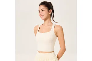 Women's Summer Lightweight Breathable Spandex/Nylon Loose-Fit Solid Lulu Sports Vest Quick-Drying Sleeveless Yoga Top for