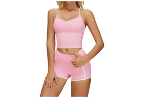 Naked Feel Solid Lightweight Tank Tops with Four-Way Stretch Elastic Waist Breathable Crossback Design for Yoga Workout Outdoor