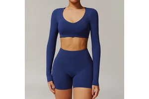2025 Women's Breathable Fitness Sports Short Tops Long Sleeve Tight Fit Yoga Top with Built-In Padded Front Logo