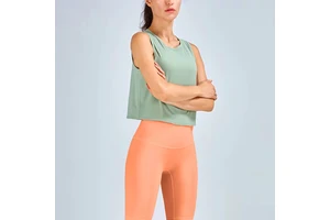 High Quality Lightweight Quick Dry Women's Yoga Training Sports Vest Crop T Shirt Breathable Polyester/Spandex Casual Gym