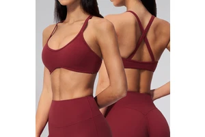 Women V Neck Sports Bra Cross Back Yoga Bra High Support Shockproof Removable Pads Workout Fitness Bra Sportswear Manufacturer