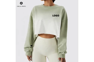 Women's Winter Autumn Round Neck Long Sleeves Outdoor Leisure Gradient Loose Sports Workout Sweater Fitness Yoga Top Suit Wear