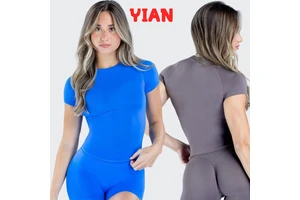 Fashion Style Women Slim-Fit T-Shirt Yoga Top Solid Crew Neck Fitness Sports Short Sleeves Plus Size Quick Dry Running Clothing