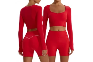 Luxury brand customized AL autumn and winter women's long sleeved nude yoga clothes, breathable fitness Pilates sports top