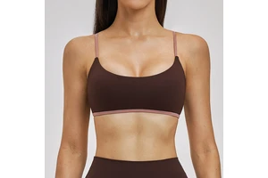 Women's Double Layer Yoga Top Eco-Friendly Gym Workout Clothing Breathable Four-Way Stretch Sports Bra
