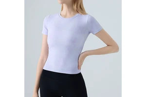 Women's Summer Tie-Dyed Yoga Top Quick-Drying Breathable Round-Neck T-shirt for Running Sports Casual Fitness with