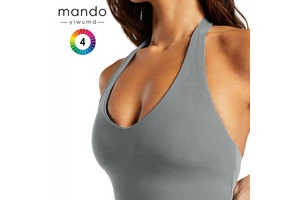 Soft Comfort Lightweight Quick Dry Yoga Tank Tops Spandex/Nylon Women's Halter Bra v Neck Summertime Backless Sports