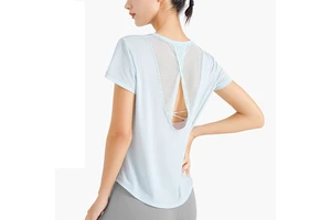 Outdoor Sports Mesh Loose Cold Breathable Quick-Drying Clothes Running Women'S Yoga Top