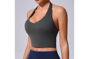 OEM Women's Halter Deep v Sports Bra Four-way Stretch Quick Dry Yoga Crop Tank Tops