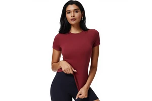 Cute Quick-drying Short-sleeved T-shirt Women's Neck Slim Fitness Clothes Sports Nude Right Shoulder Running Yoga Top