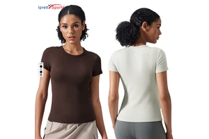 Modal Short Sleeve T-shirt Crew Neck Yoga Top Girls Clothing Active T-shirts& Tank Tops Women Short Sleeves Yoga T-shirt Top
