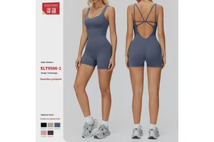 Brushed One-Piece Bodysuit Cross-Back Design Tight-Fitting Yoga Wear Sports Fitness Running V-neck Four-Way Stretch