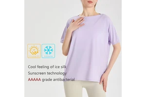 Custom Logo Sports Shirts Breathable Quick Dry Ice Silk Loose Yoga Top Short Sleeve Gym Fitness T-shirt Sports T Shirt for Women
