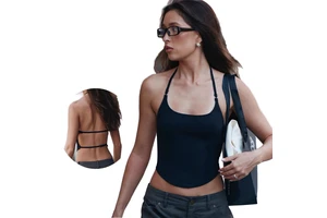 Halter Women's Yoga Camisole Push-up Vest Chest Pads Breathable High-Elastic Four-Way Stretch Quick-Dry Backless Tank Top Skinny