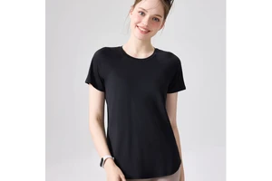 Women's Sports Workout Outdoor Quick-drying Lightweight Yoga Wear Back Mesh Breathable Fitness Loose Top Short Sleeve