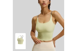 Women'S Cross Back Quick Dry Yoga Tank Top With Removable Pads Stretchy Skin-Friendly Gym Fitness Sports Running Yoga Vest