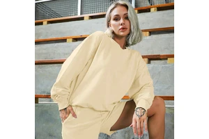Wholesale Custom Women's Winter Yoga Set New Arrival Long-Sleeved Crop Top Pullover Hoodie Regular Fitness Shorts Tie-Dyed 100%