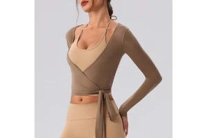 2026 New Long-sleeved Sexy Breathable Solid-color Nylon Yoga Top