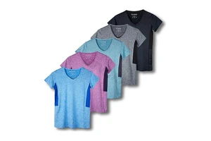 High quality womens gym workout tops solid pattern short sleeve yoga tees stretch fitness apparel plus size tank style for heat