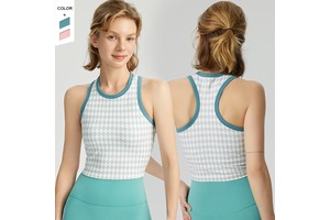 2024 Autumn/Winter Women Sports Underwear Round Neck Fixed Cup Sports Vest Beauty Back Wide Shoulder Strap Yoga Tank Top