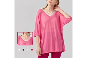 New Style Pilates Yoga Wear V Neck Lace Wear Solid Color Short Sleeve T Shirt Sports Fitness Top