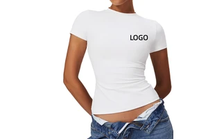 Women Slim Running Short Sleeve Round-Neck Sports T Shirts Workout Breathable Crop Top Gym Fitness Tight Yoga T Shirt